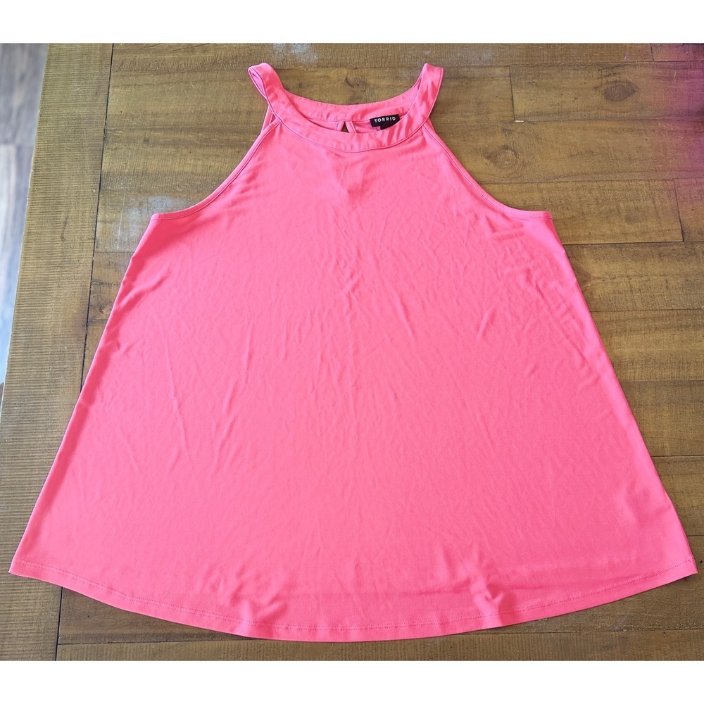 Torrid Womens Plus Size 0 Coral Pink Halter Keyhole Neckline Tank Top Shirt